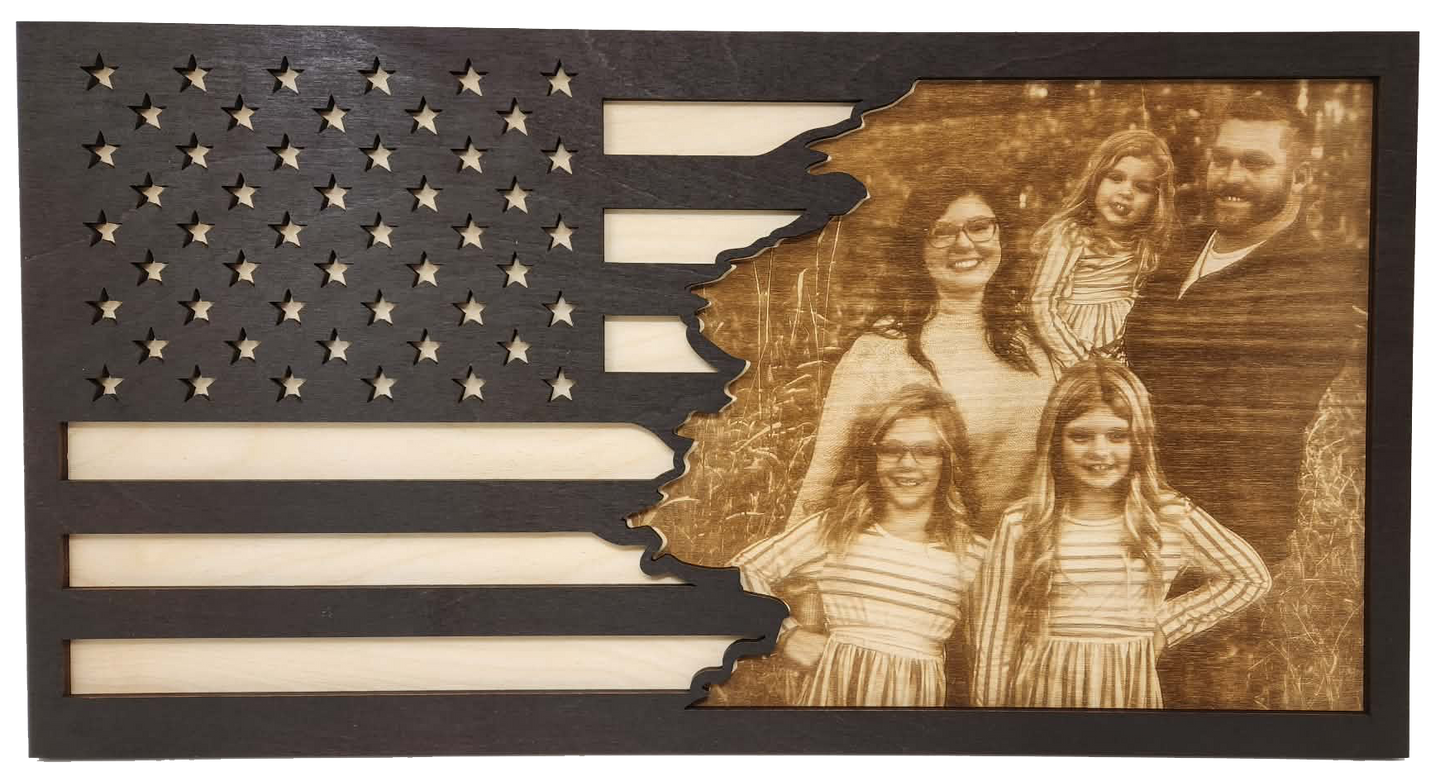 CUSTOM ENGRAVED WOOD FLAG (21x11)