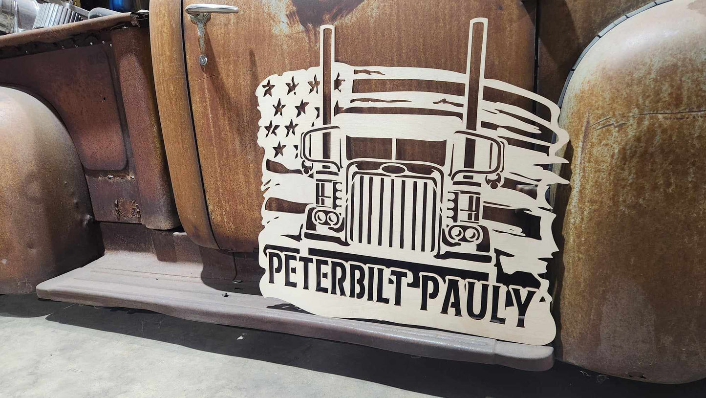 CUSTOM FLAG/TRUCK TEMPLATE WOOD SIGN