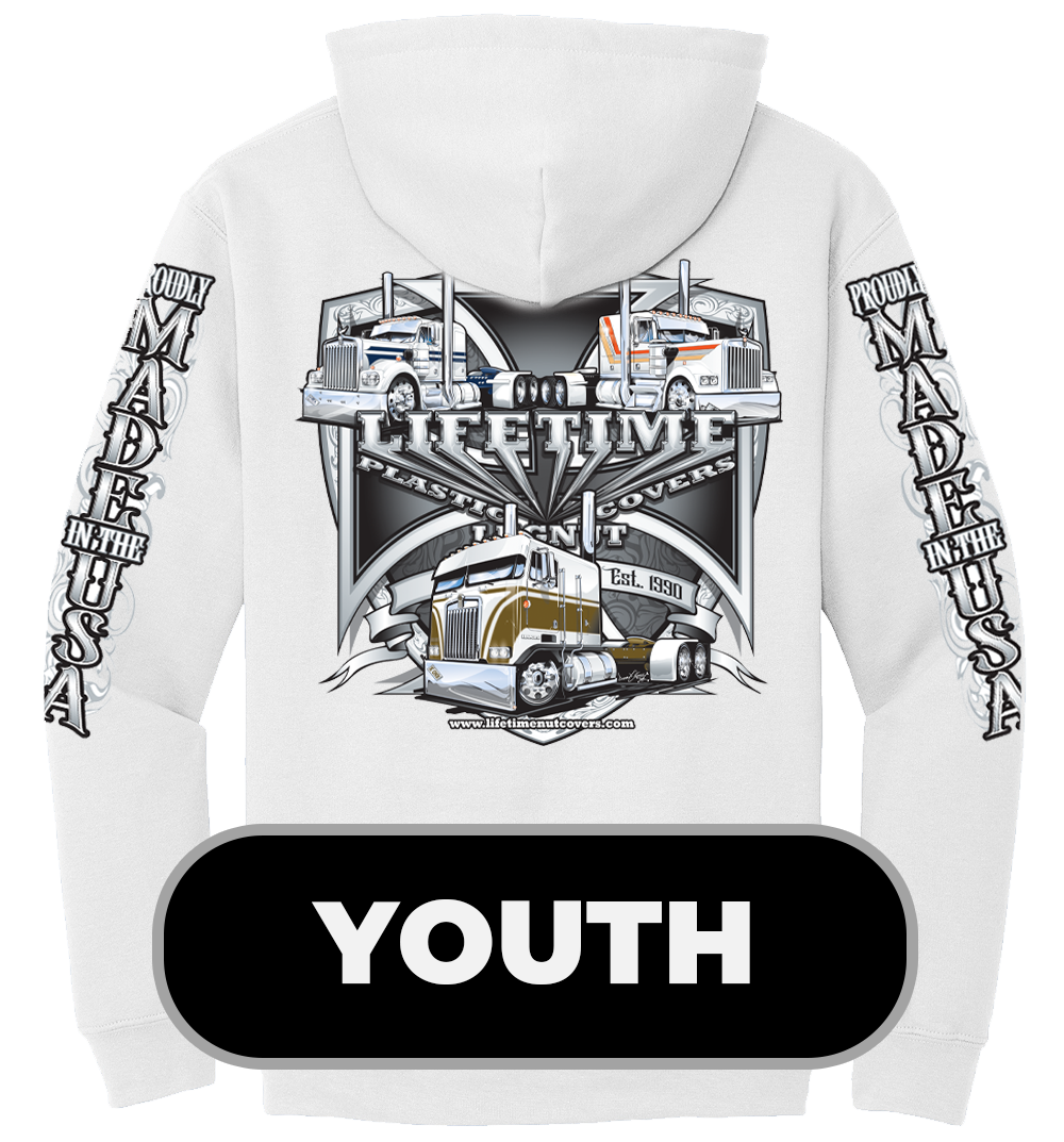 LNC YOUTH WHITE HOODIE 34TH YEAR TRIO
