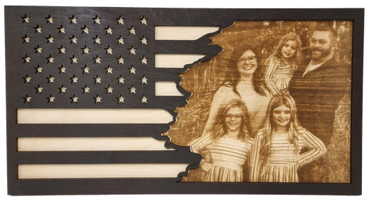 CUSTOM ENGRAVED WOOD FLAG (21x11)
