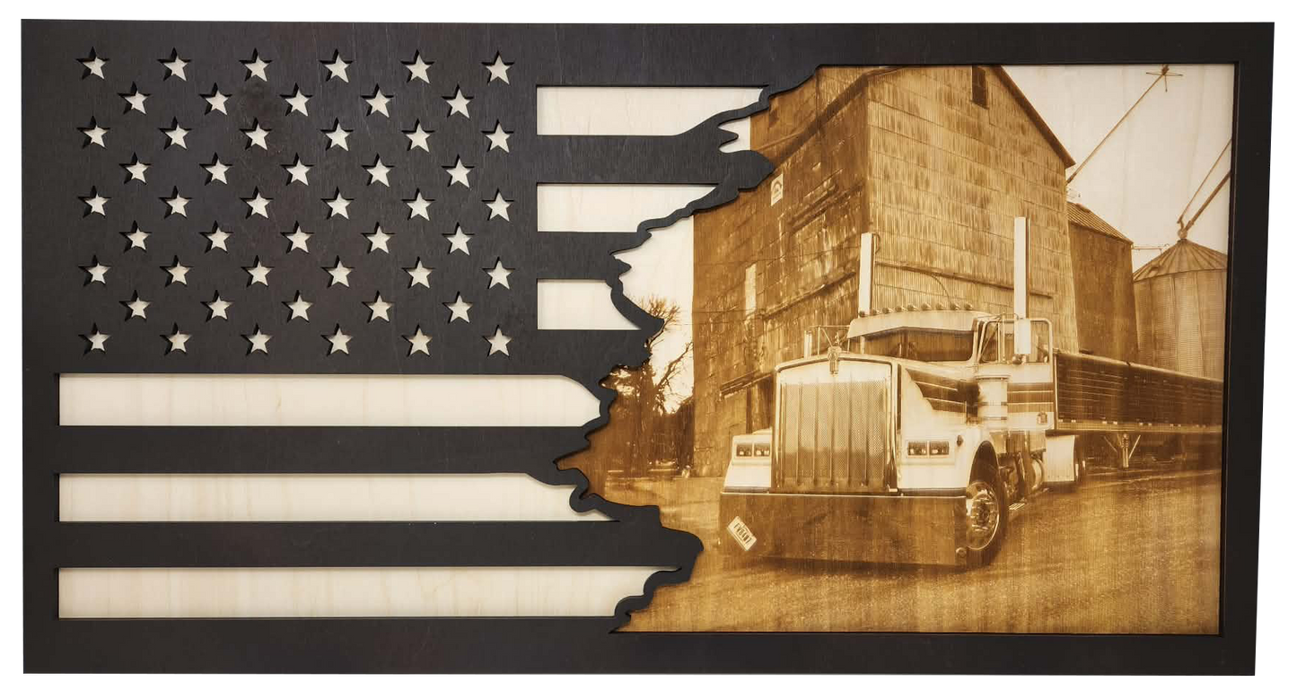 CUSTOM ENGRAVED WOOD FLAG (29x15)