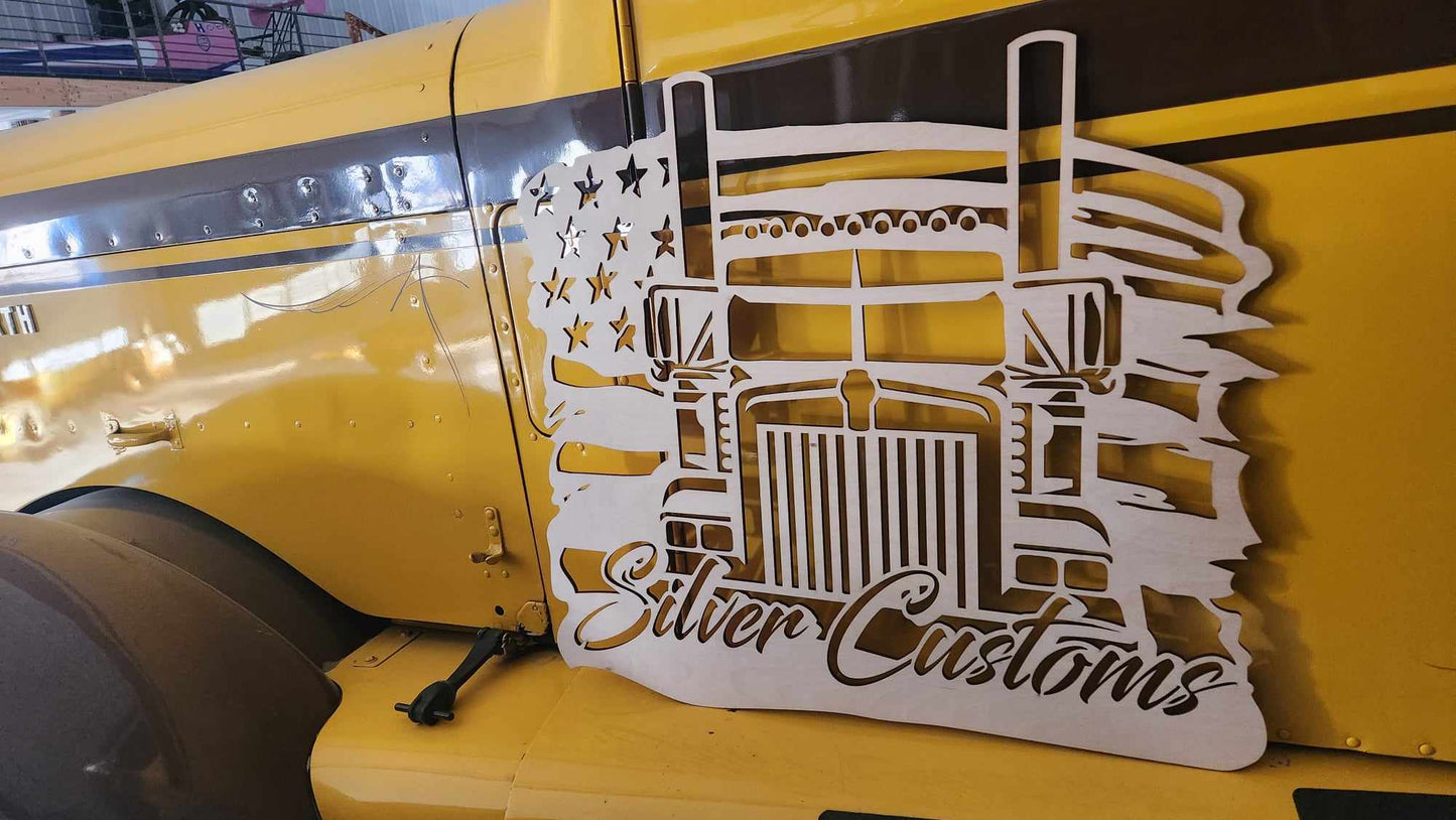 CUSTOM FLAG/TRUCK TEMPLATE WOOD SIGN